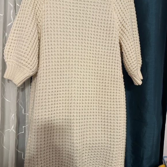 Express Cream Textured Open-Front Cardigan - Picture 3 of 5